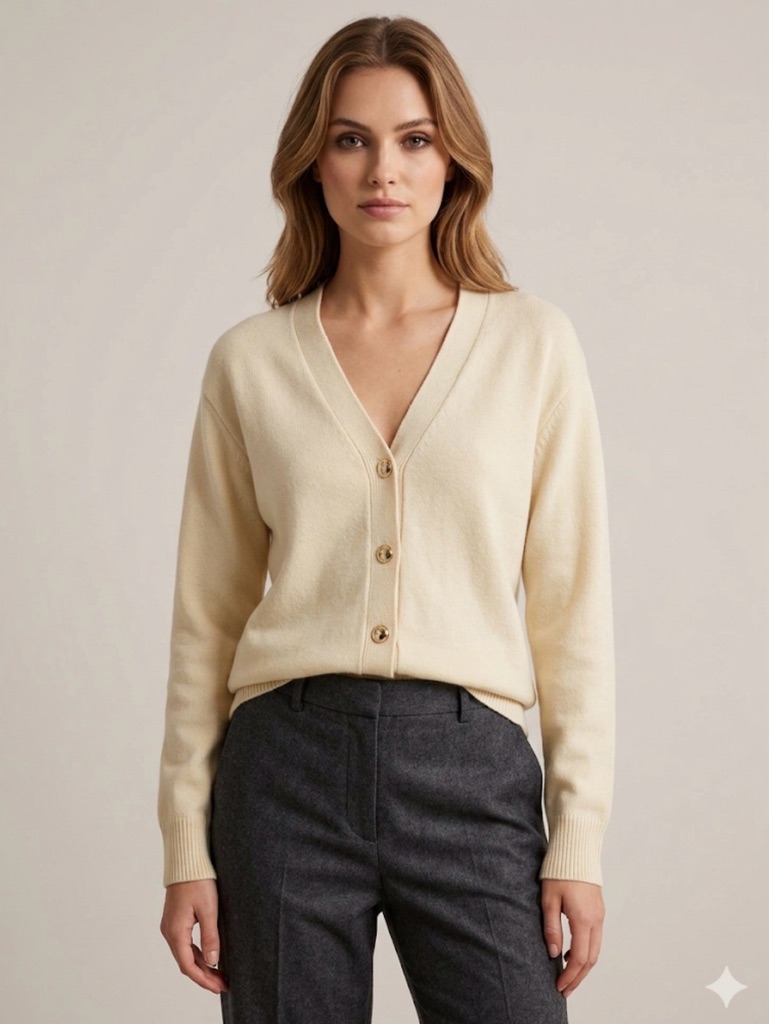 Future Collective Cream V-Neck Button Front Cardigan Women’s Medium So Soft Nwt